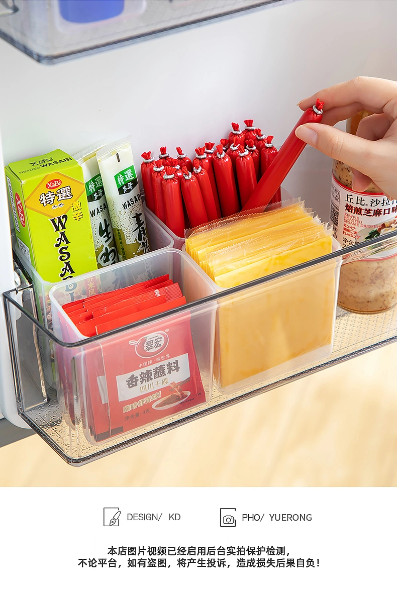 Plastic Seasoning Storage Container 4 Compartmented Kitchen Storage Box with Spoon