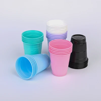 Vasos desechables de grado alimenticio duraderos sin olor de plástico de alta calidad SJ, vasos de plástico dentales para limpieza de dientes, venta al por mayor OEM