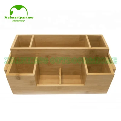 Caja de almacenamiento de condimentos para cuchillos y tenedores de cocina de bambú