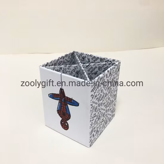 Soporte de bolígrafo cuadrado de papel de impresión de diseño personalizado con divisores organizador de papelería de escritorio multifunción cajas de almacenamiento