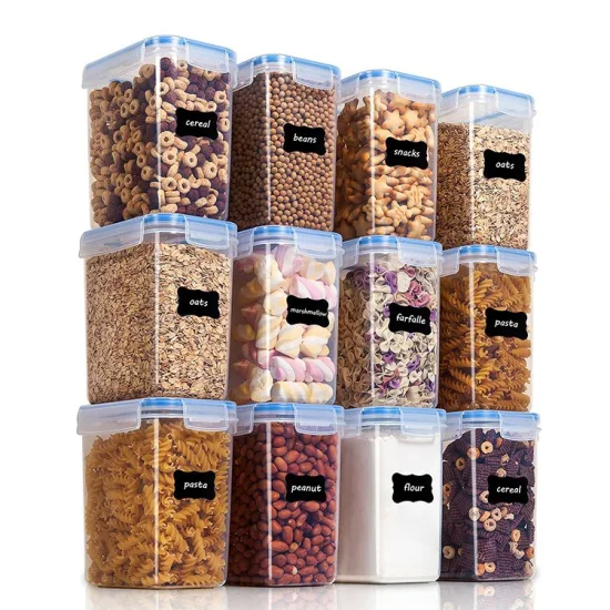 Cocina de cereales 6 juegos Tanque de almacenamiento de alimentos Cubo de arroz Sellado Crisper transparente